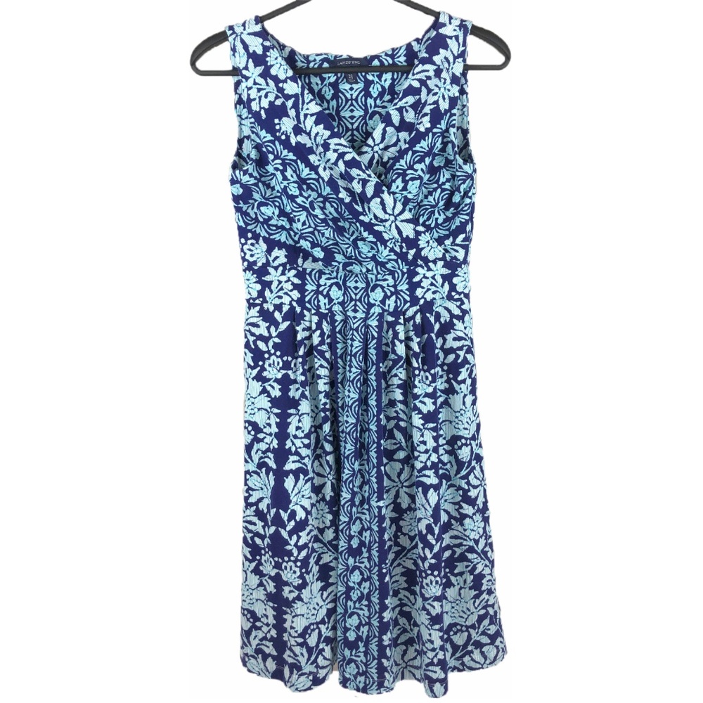 LANDS END (2-4) dress navy white & turquoise